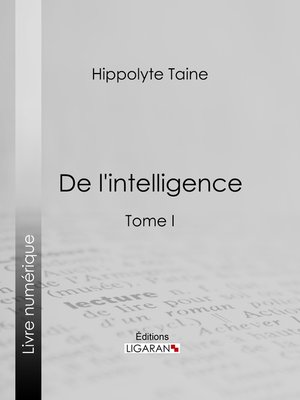 cover image of De l'intelligence